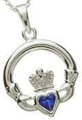 Sterling Silver Claddagh Birthstone Pendant - September image