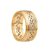 Celtic Knot Filigree Wedding Band with Rims - mens-all-yellow-gold /  image