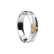 Ladies Silver and 10k Gold Trinity Knot Ring with CZ Stones -  image