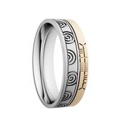 Unisex Two Tone Gold Celtic Cross Ring with Ogham Script - sterling-silver-with-10k-yellow-gold-rail /  image
