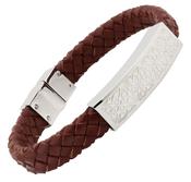 Men's Celtic Leather and Stainless Steel Bracelet -  image