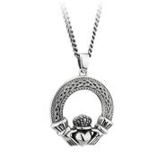 Sterling Silver Celtic Knot Work Claddagh Pendant image
