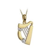 14K Gold Harp Pendant &amp; Necklace image