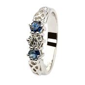 14K Gold Three Stone Diamond &amp; Sapphire Trinity Knot Ring -  / 14k-white-gold image