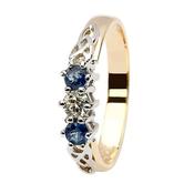 14K Gold Three Stone Diamond &amp; Sapphire Trinity Knot Ring -  / 14k-yellow-gold image