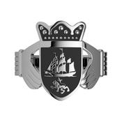 Ladies Claddagh Coat of Arms Ring - oxidized-finish /  image