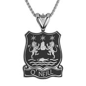 Shield Coat of Arms Pendant with Name - oxidized-finish