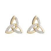 14K Yellow Gold Trinity Stud Knot Earrings with Diamonds image