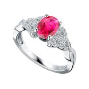 Silver Birthstone Trinity Knot Ring -  / January image