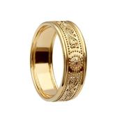 Unisex Narrow Celtic Warrior Shield Wedding Band - 14k-yellow-gold /  image