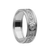 Unisex Narrow Celtic Warrior Shield Wedding Band - 10k-white-gold /  image
