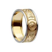 Celtic Warrior Shield Ring, Medium Width - 10k-yellow-gold-with-white-gold-rail /  image