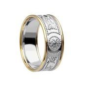Celtic Warrior Shield Ring, Medium Width - 14k-white-gold-with-yellow-gold-rail /  image