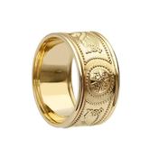 Extra Wide Celtic Shield Wedding Ring with Rims - mens-10k-yellow-gold /  image
