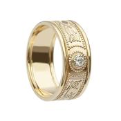 Men's Celtic Warrior Diamond Shield Ring with Rims - 14k-yellow-gold /  image