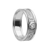Ladies Celtic Warrior Diamond Shield Ring with Rims, Medium Width - 10k-white-gold /  image