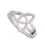 Ladies Silver &amp; CZ Trinity Knot Ring -  image