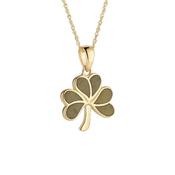 10K Gold Irish Shamrock Necklace with Connemara Marble image