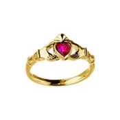 10K Gold Trinity Knot Birthstone Claddagh Ring - 10k-yellow-gold /  / July image