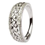 Ladies 14K Gold Celtic Knot Ring with Diamonds - 14k-white-gold /  image