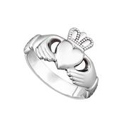 Ladies Heavy Claddagh Ring in Sterling Silver - 