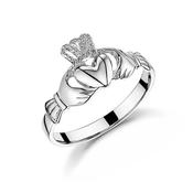 Ladies Gold Mini Claddagh Ring, 9K Gold - 9k-white-gold / 