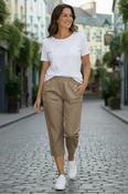 Beige Polka Dot Cropped Pants image