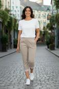 Beige Stripe Cuff Capri image
