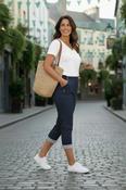 Navy Stripe Cuff Capri image
