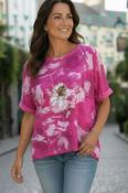 Fuchsia Floral Short Sleeve Top image