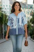 Sky Blue Floral Cotton Top