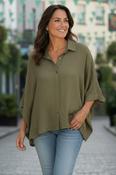 Khaki Relaxed Fit Crinkle Shirt