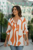 Orange Abstract Cotton Top