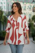 Red Abstract Cotton Top