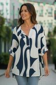 Navy Abstract Cotton Top