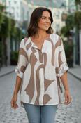 Beige Abstract Cotton Top