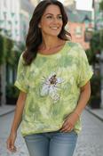 Lime Floral Short Sleeve Top image