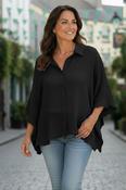 Black Relaxed Fit Crinkle Shirt
