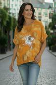Orange Floral Short Sleeve Top image
