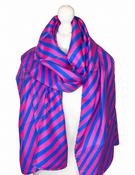 100% Silk Striped Scarf COCSILKLG54 - BLUE &amp; PINK image
