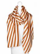 100% Silk Striped Scarf COCSILKLG48 - WHITE &amp; GOLD image