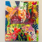 Acrylic, Collage &amp; Resin on Wooden Panel, Conscious Field No.3, 50x60cm