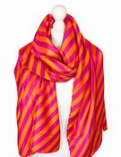 100% Silk Striped Scarf COCSILKLG53 - ORANGE &amp; PINK image