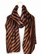 100% Silk Striped Scarf COCSILKLG50 - BRONZE &amp; NAVY image