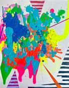 Acrylic &amp; Collage on Wooden Panel, Energetic Labyrinths 4, 40x50cm