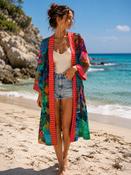 Luxurious 100% Silk TEAL Kimono image