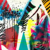 Acrylic, collage &amp; resin on canvas
