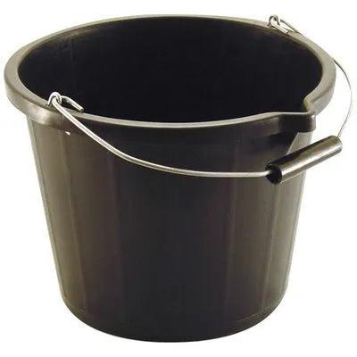 Black 3 Gallon Plastic Bucket with Metal Handle