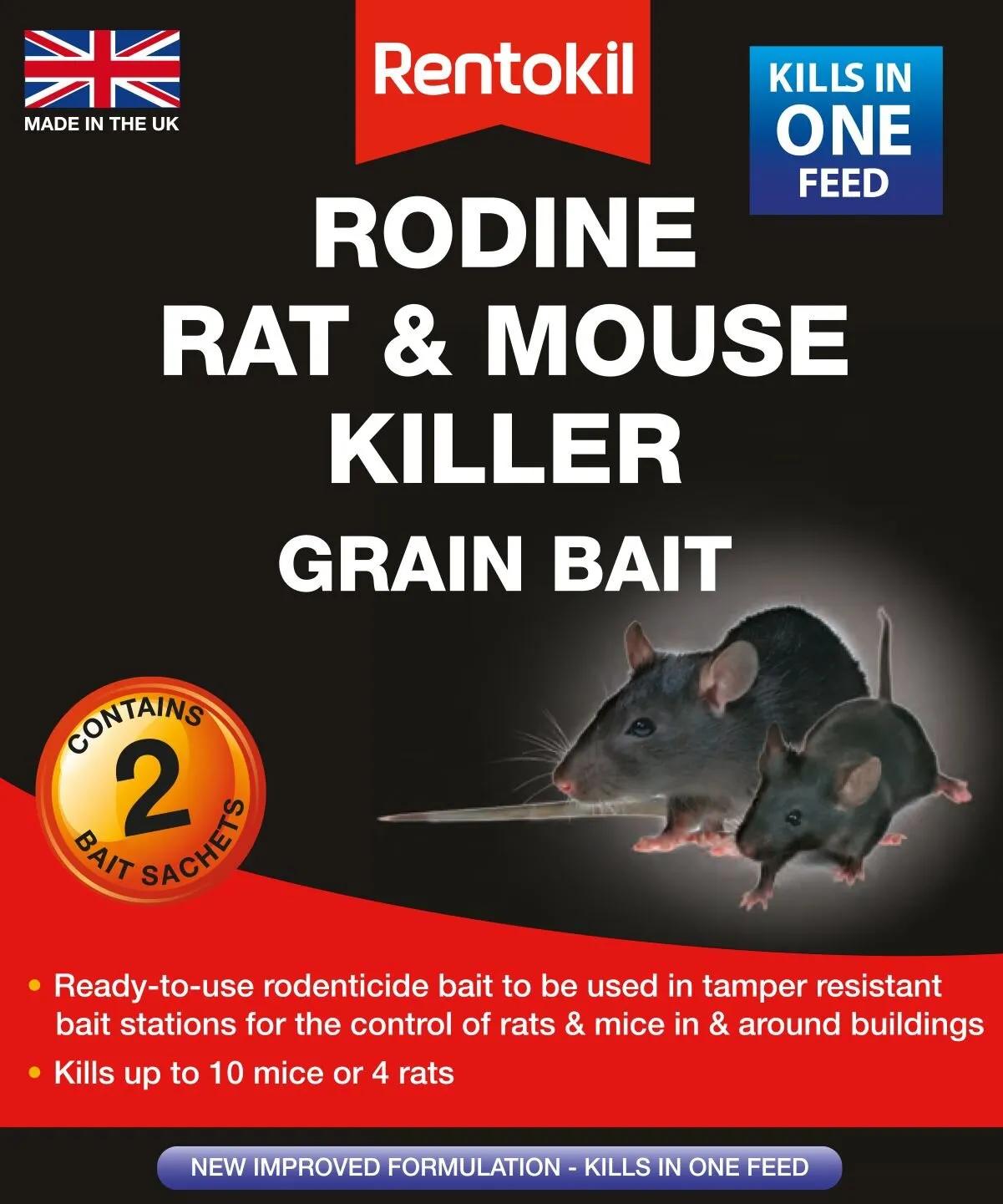 Clark Pest Control Rats Rentokil Rodine Rat & Mouse Killer Grain Bait 2 Sachets – Effective ...