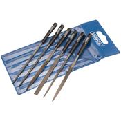 Draper Needle File Set 6pk with Molded Plastic Handles, Steel